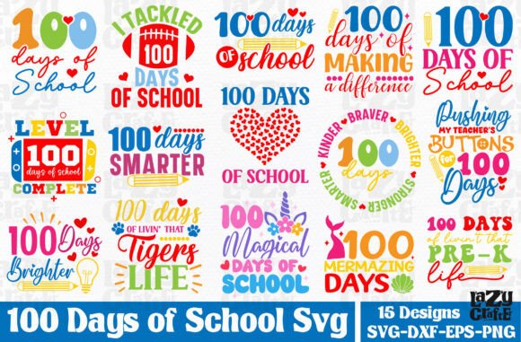 100 Days School SVG Bundle: Graphics for Crafts
